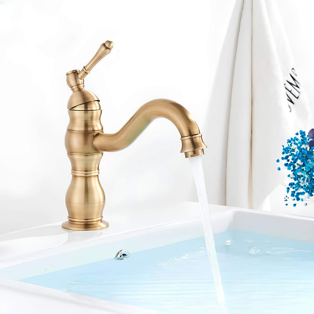 Robinet lavabo vintage laiton vieilli monocommande