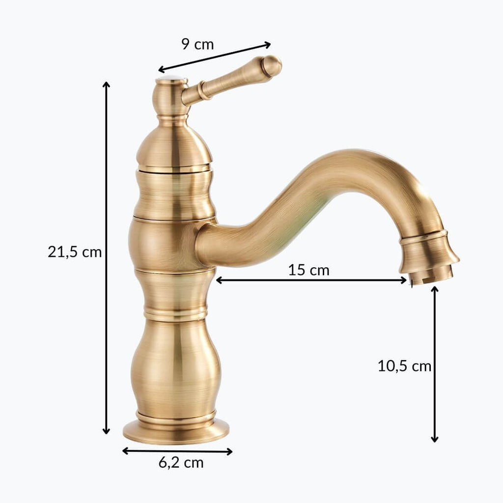 Robinet lavabo vintage laiton vieilli monocommande