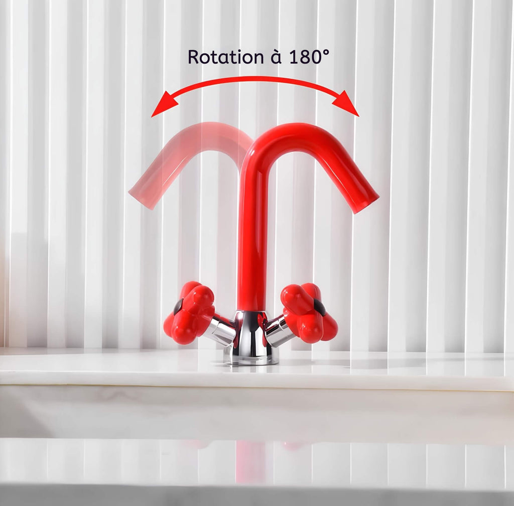Robinet mélangeur lavabo double poignée contemporain