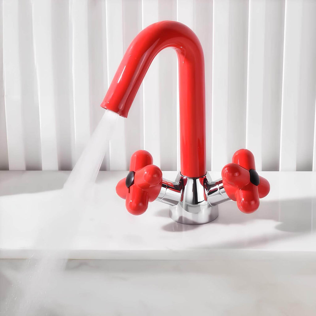 Robinet mélangeur lavabo double poignée contemporain