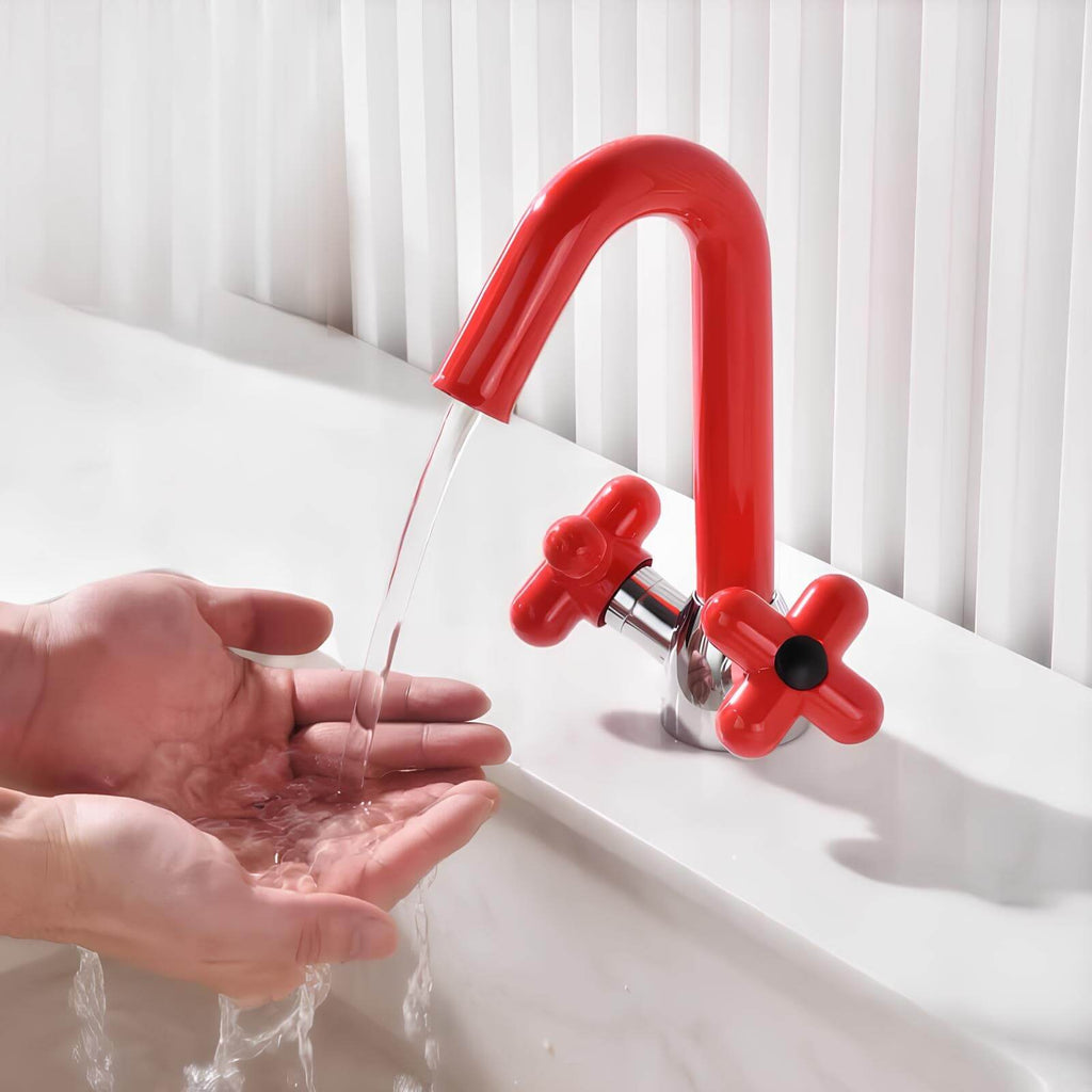 Robinet mélangeur lavabo double poignée contemporain