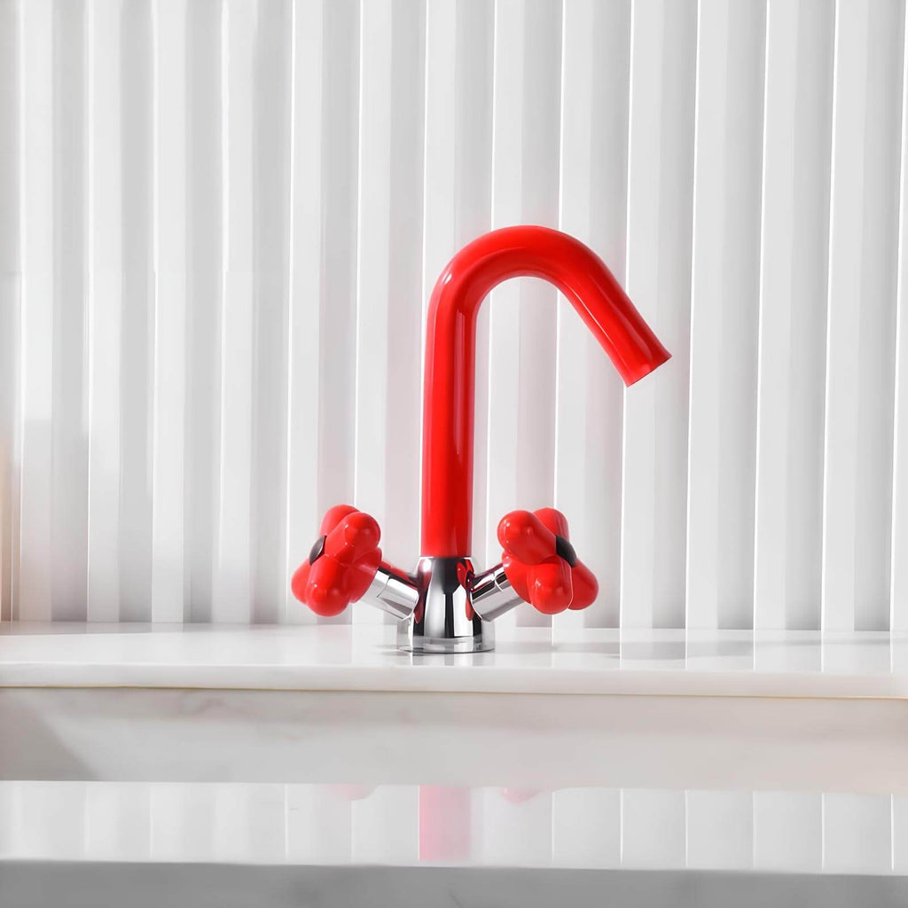 Robinet mélangeur lavabo double poignée contemporain