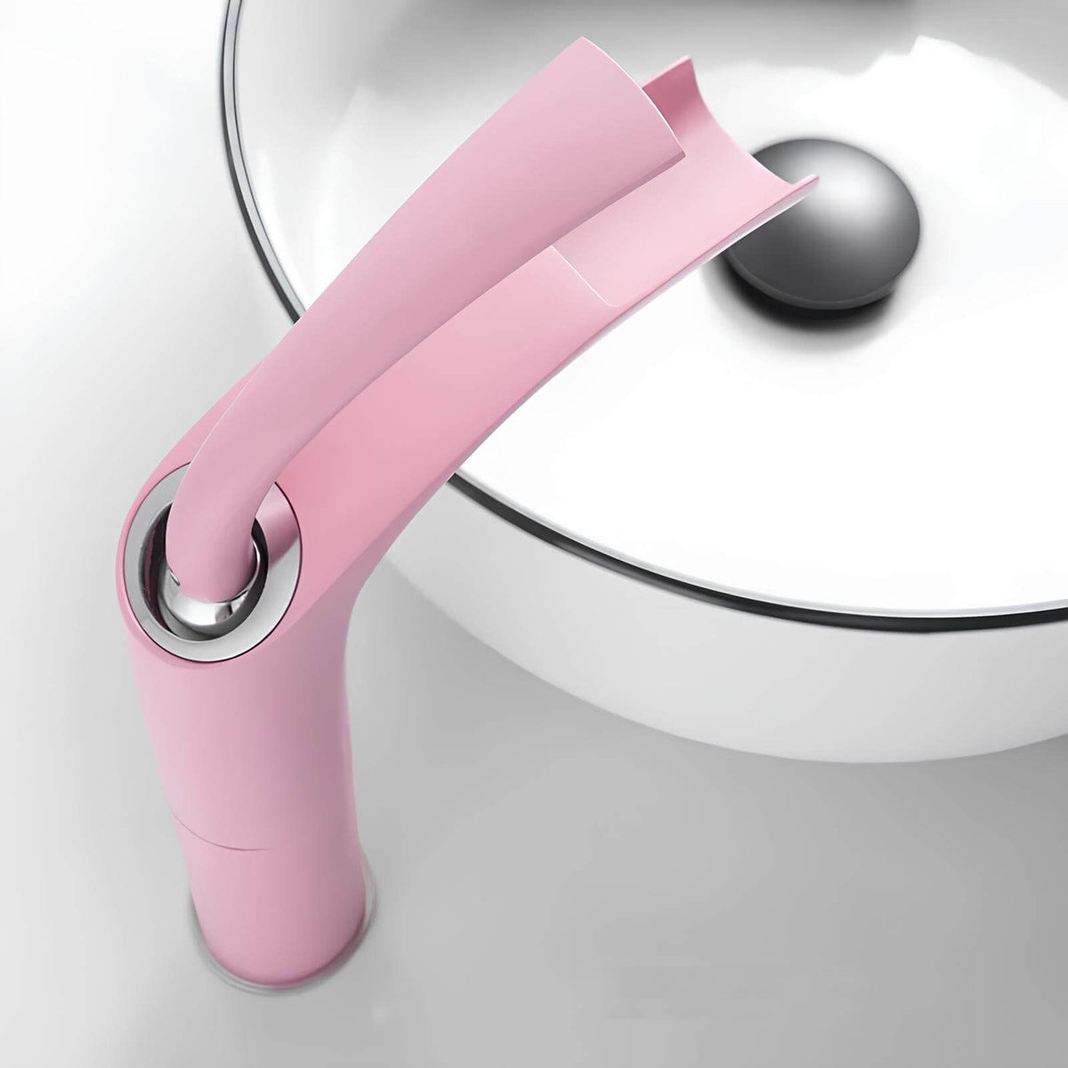 Robinet mitigeur cascade rose en laiton pour lavabo