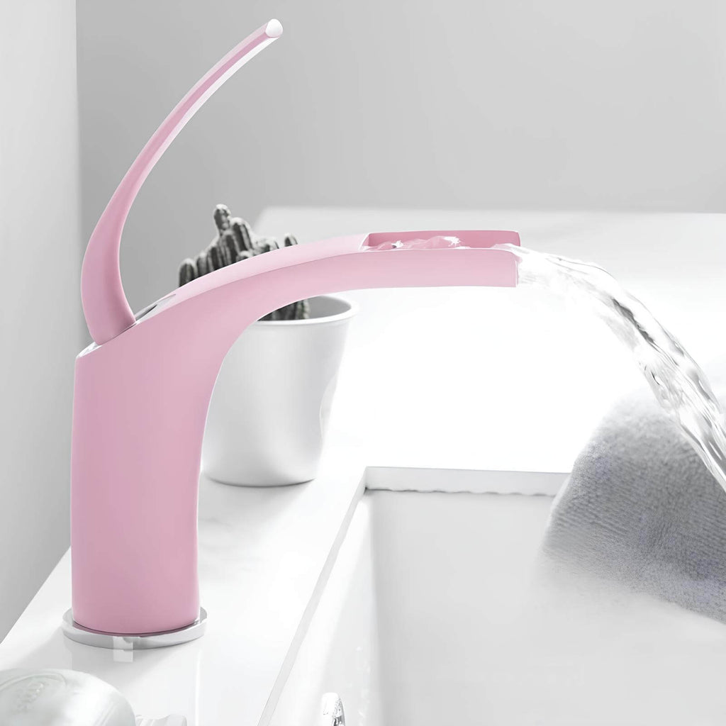 Robinet mitigeur cascade rose en laiton pour lavabo