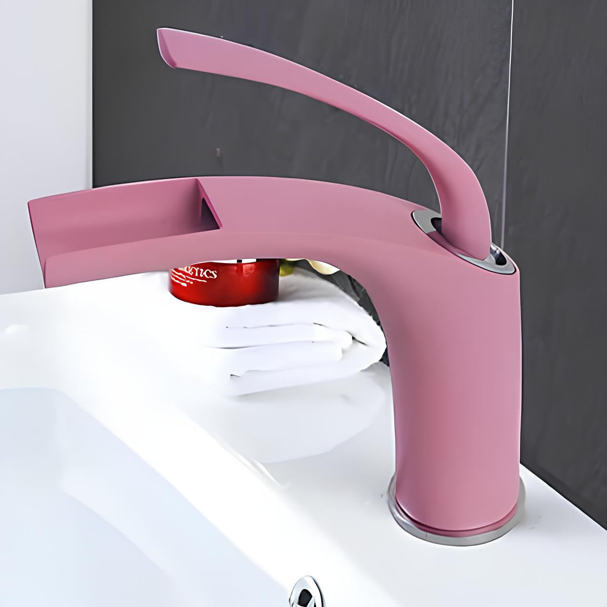Robinet mitigeur cascade rose en laiton pour lavabo