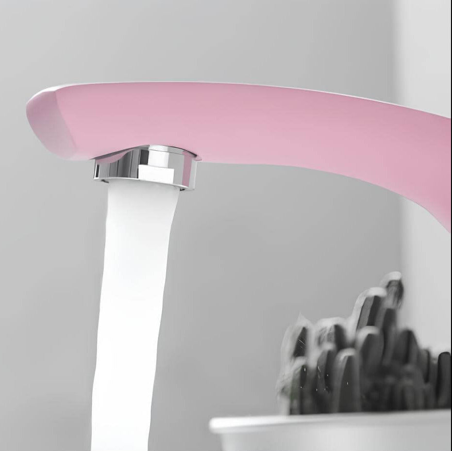Robinet mitigeur cascade rose en laiton pour lavabo