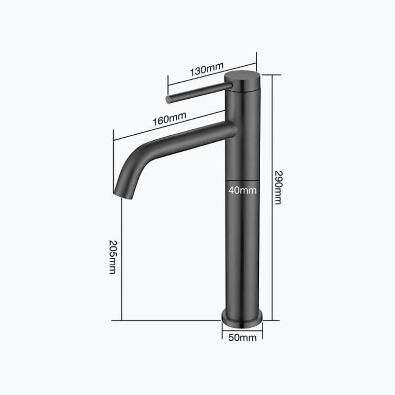 Robinet mitigeur inox brossé bec arrondi salle de bain