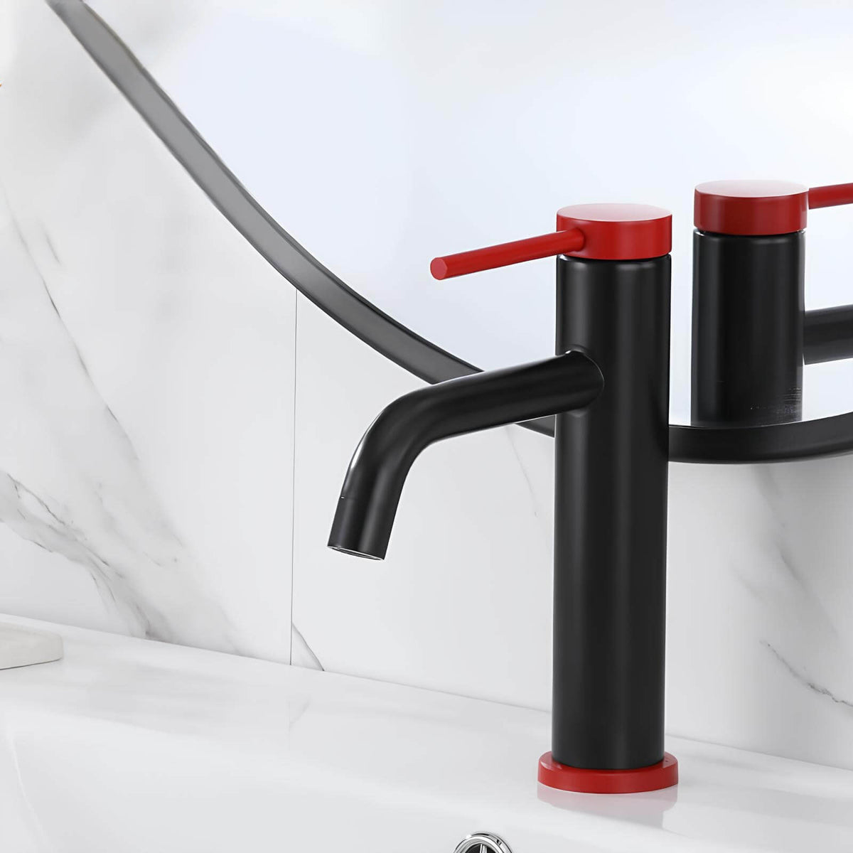 Robinet mitigeur inox brossé bec arrondi salle de bain