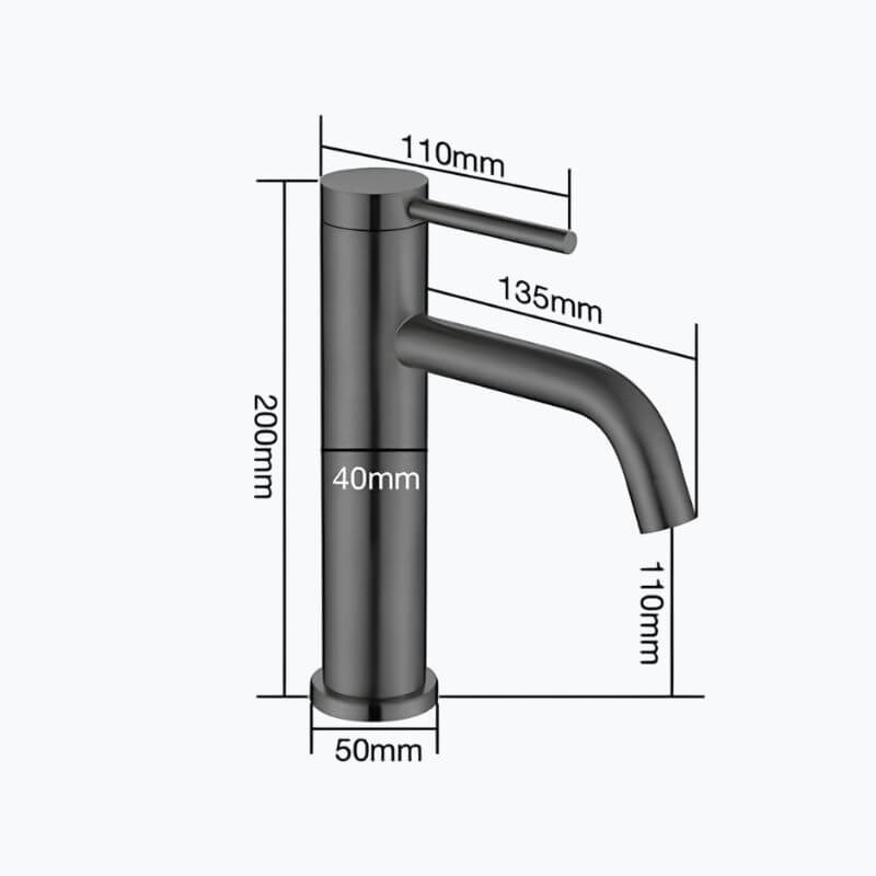 Robinet mitigeur inox brossé bec arrondi salle de bain