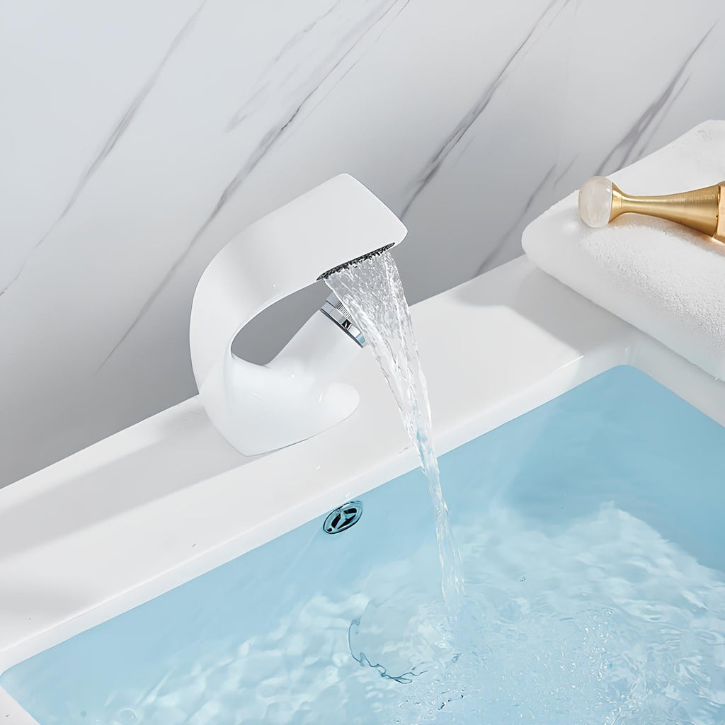 Robinet mitigeur lavabo bec cascade laiton
