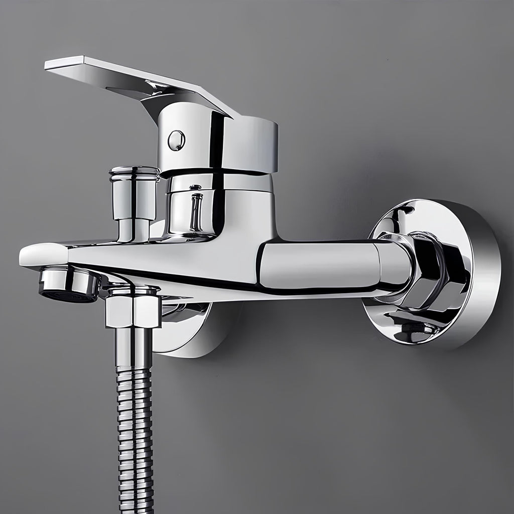 Robinet mitigeur mural bouton-poussoir chrome