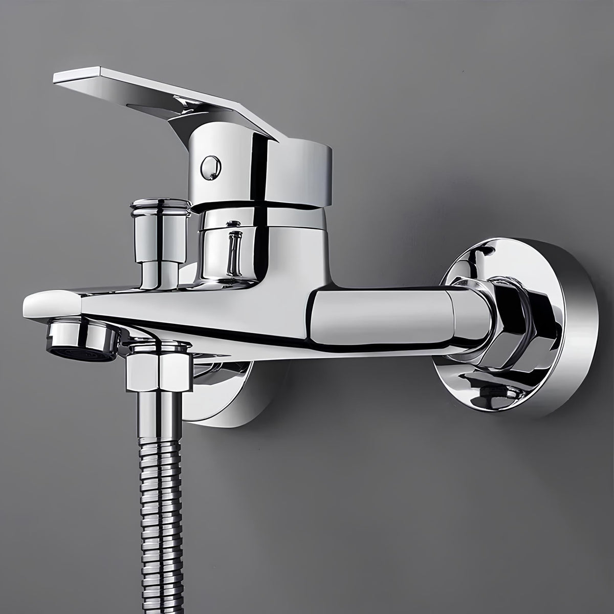Robinet mitigeur mural bouton-poussoir chrome