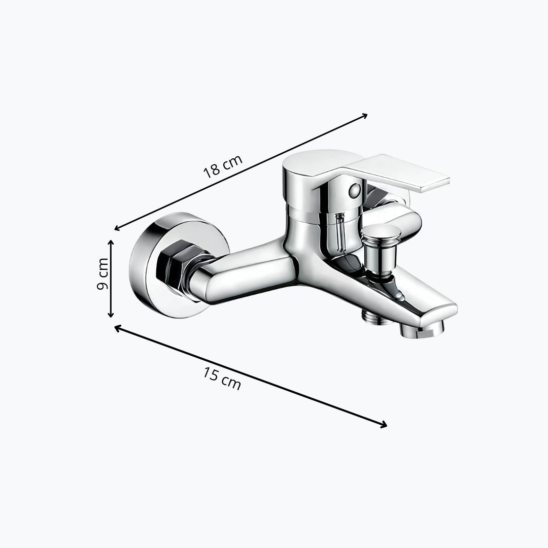 Robinet mitigeur mural bouton-poussoir chrome