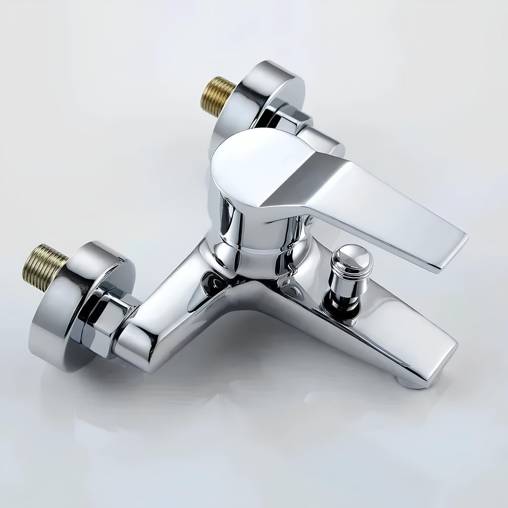 Robinet mitigeur mural bouton-poussoir chrome