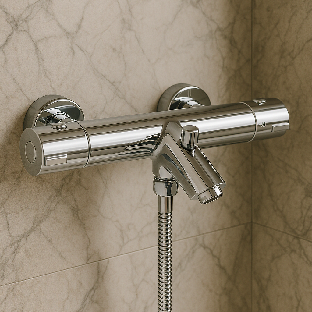 Robinet mitigeur thermostatique laiton poli design