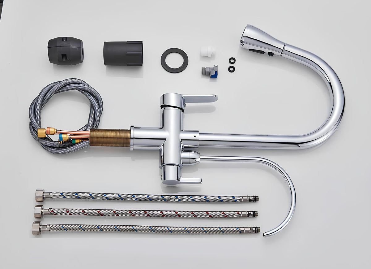 Robinet cuisine extractible avec filtre intégré bicolore