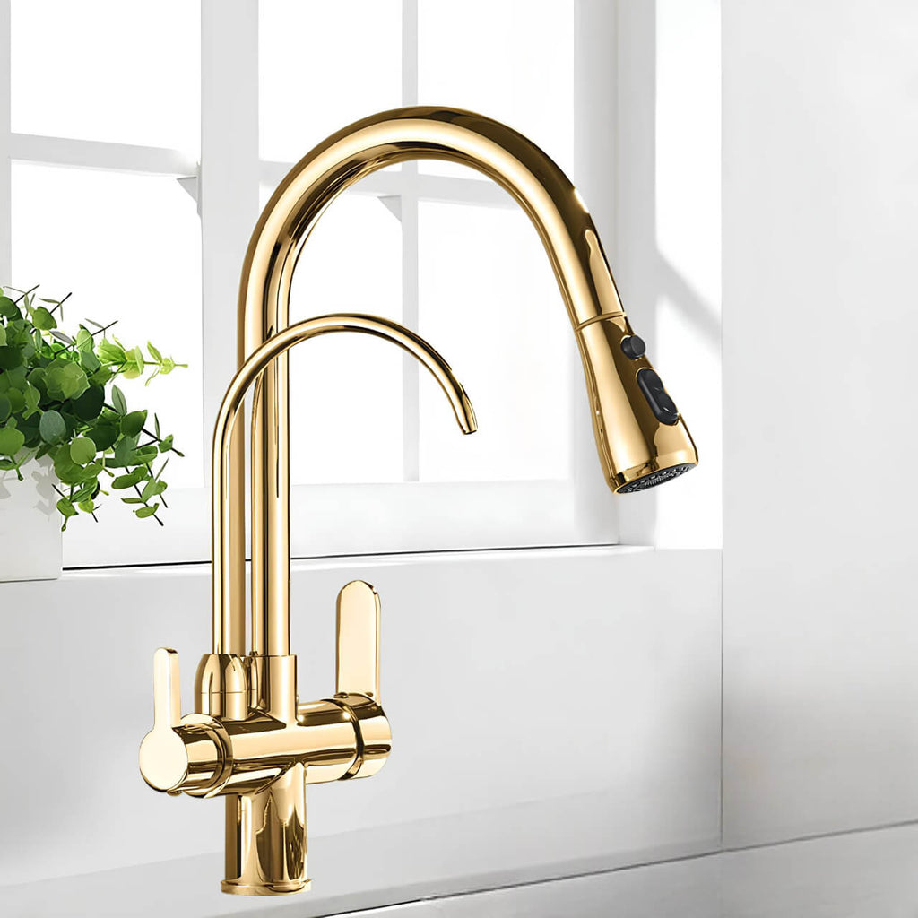 Robinet cuisine extractible avec filtre intégré bicolore