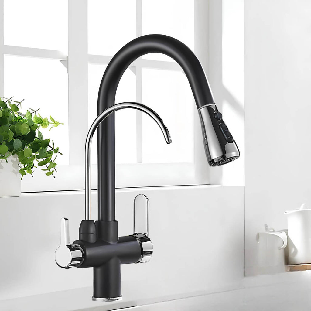Robinet cuisine extractible avec filtre intégré bicolore