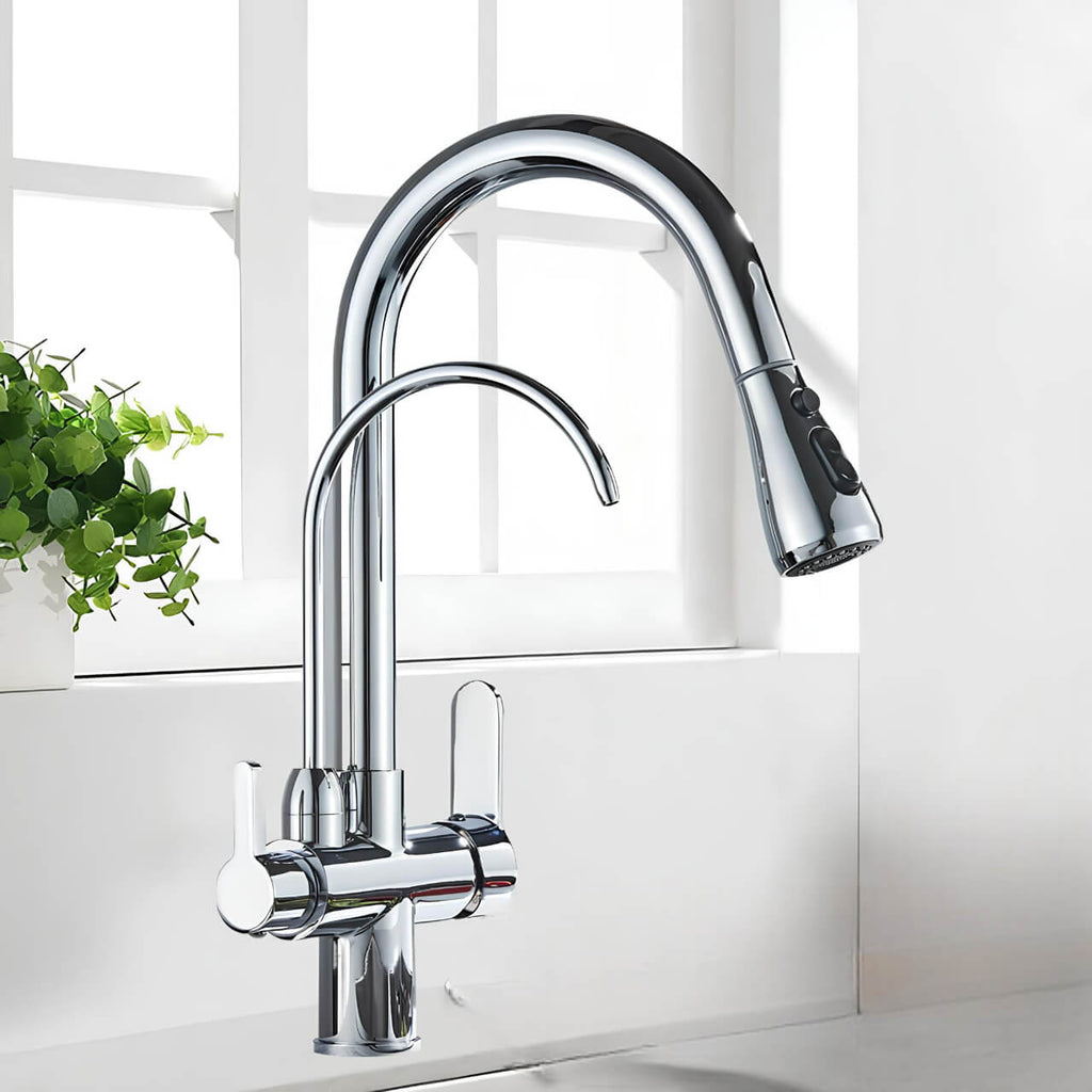 Robinet cuisine extractible avec filtre intégré bicolore