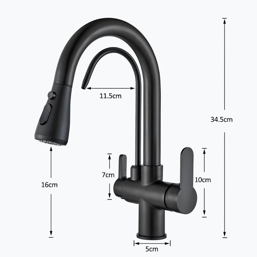 Robinet cuisine extractible avec filtre intégré bicolore