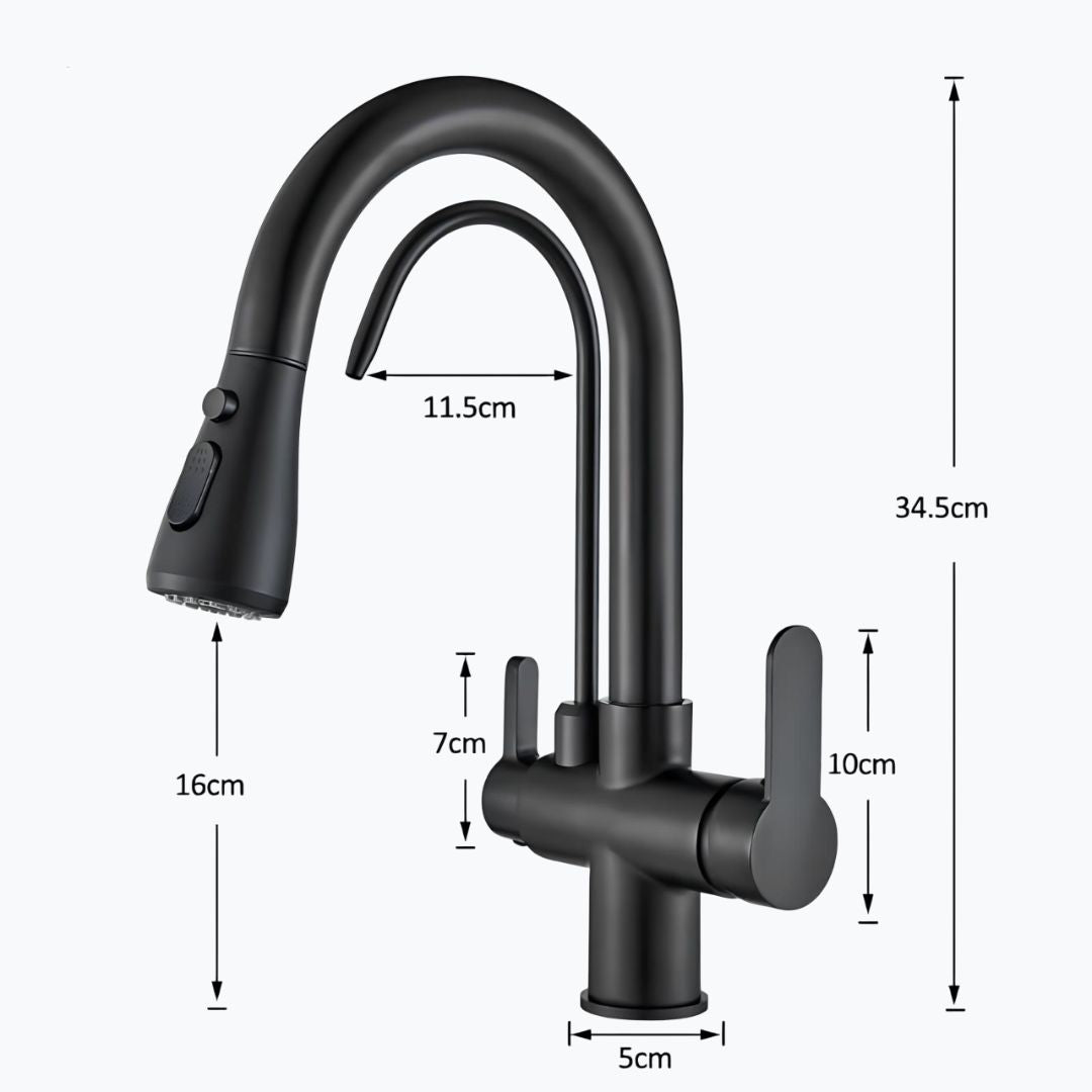 Robinet cuisine extractible avec filtre intégré bicolore