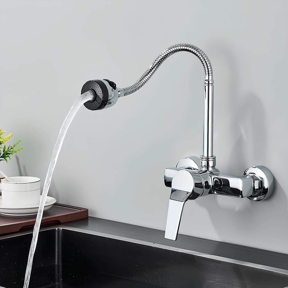 Robinet mural cuisine 2 fonctions bec orientable