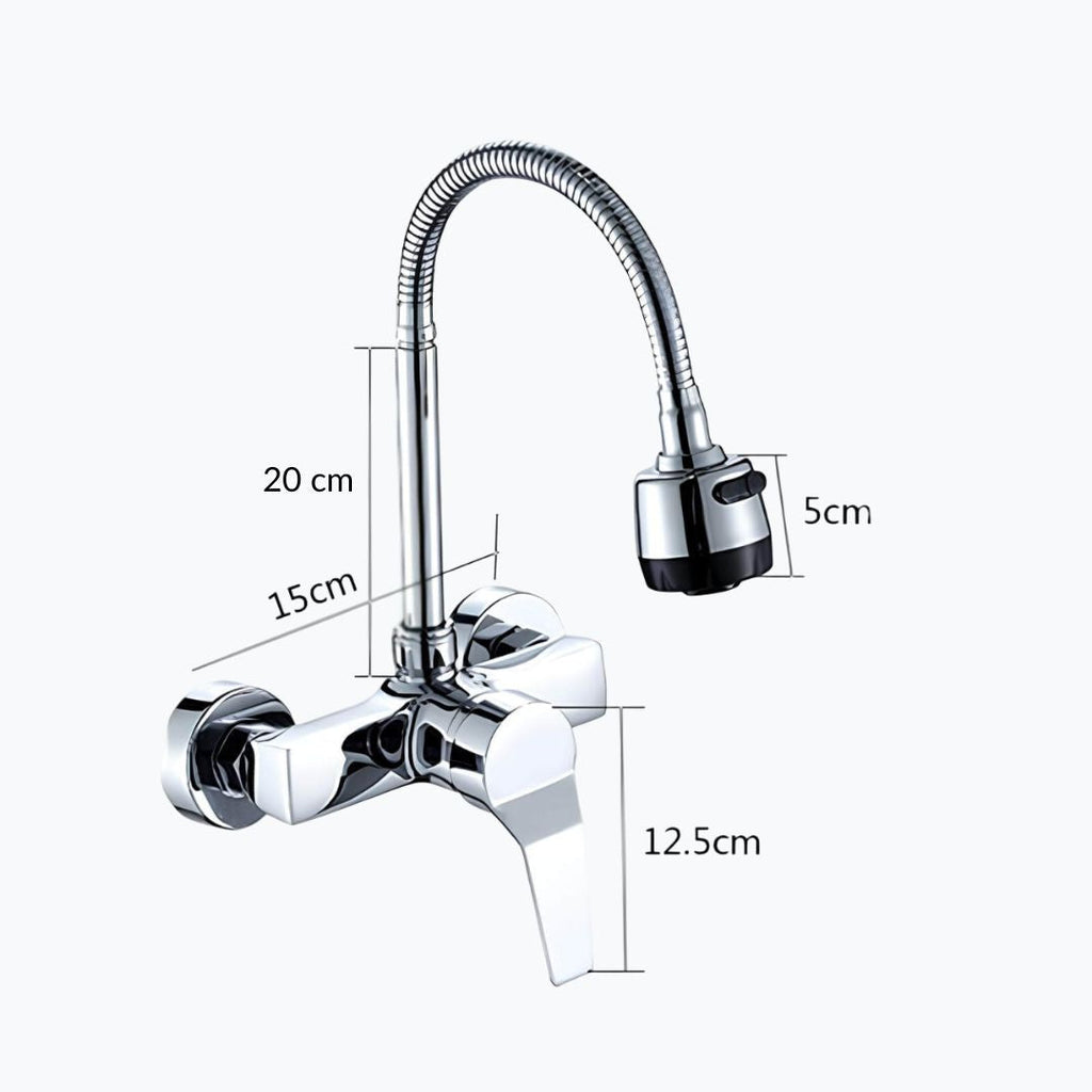 Robinet mural cuisine 2 fonctions bec orientable