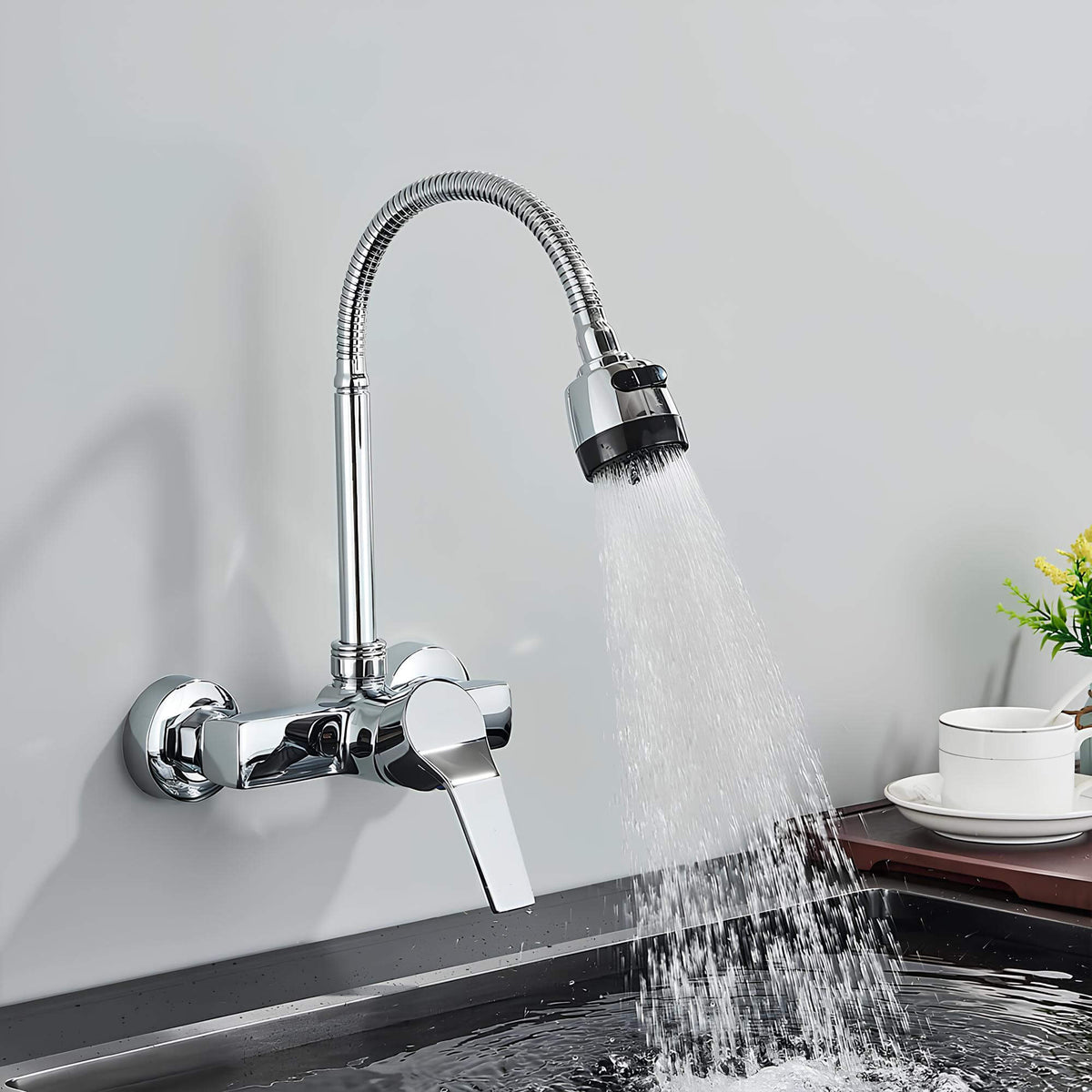 Robinet mural cuisine 2 fonctions bec orientable