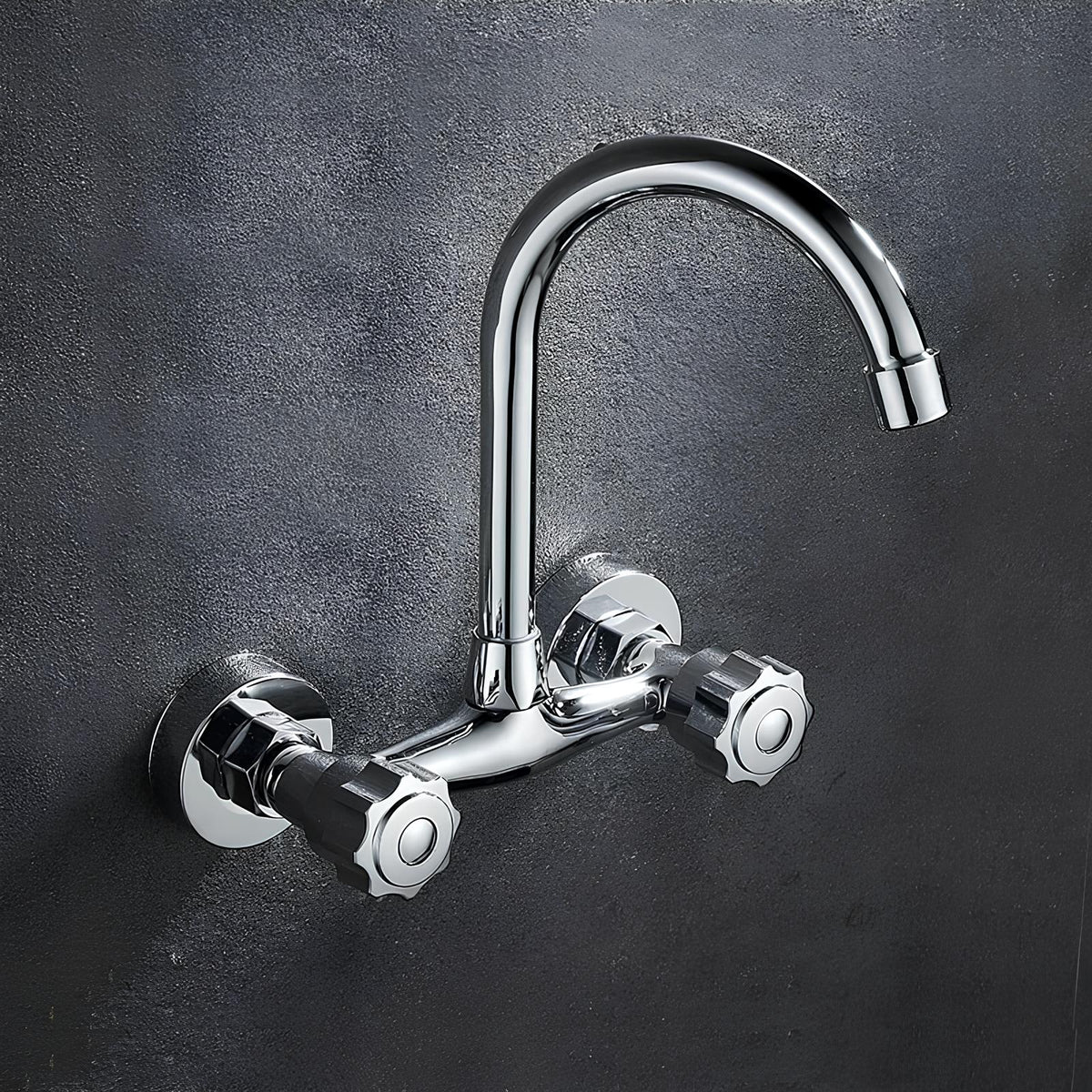 Robinet mural cuisine acier inoxydable bec rotatif