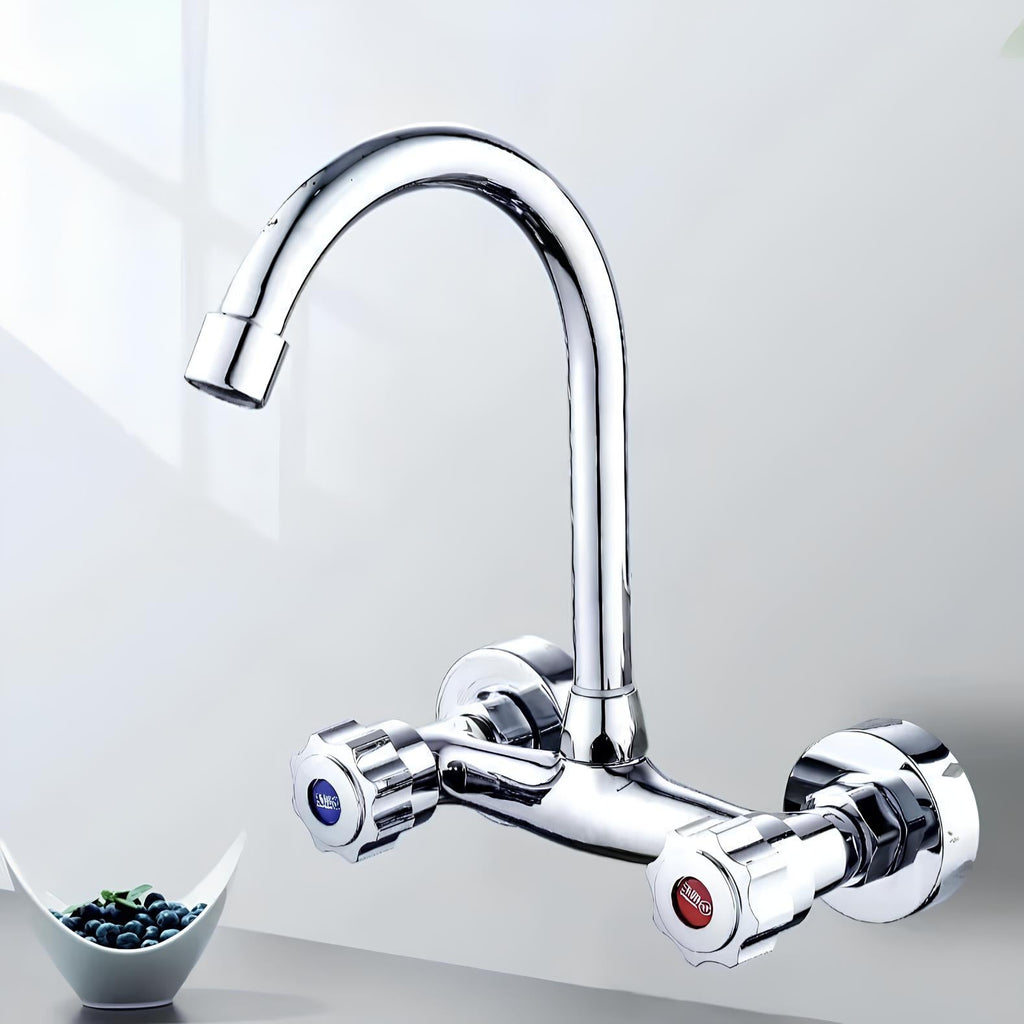 Robinet mural cuisine acier inoxydable bec rotatif