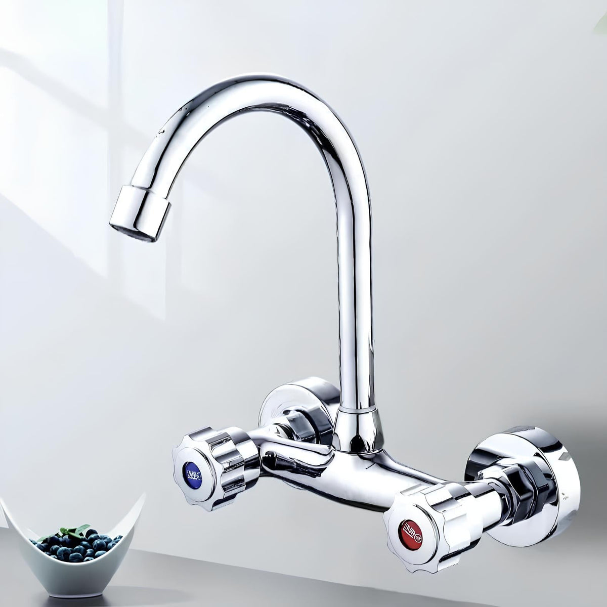 Robinet mural cuisine acier inoxydable bec rotatif