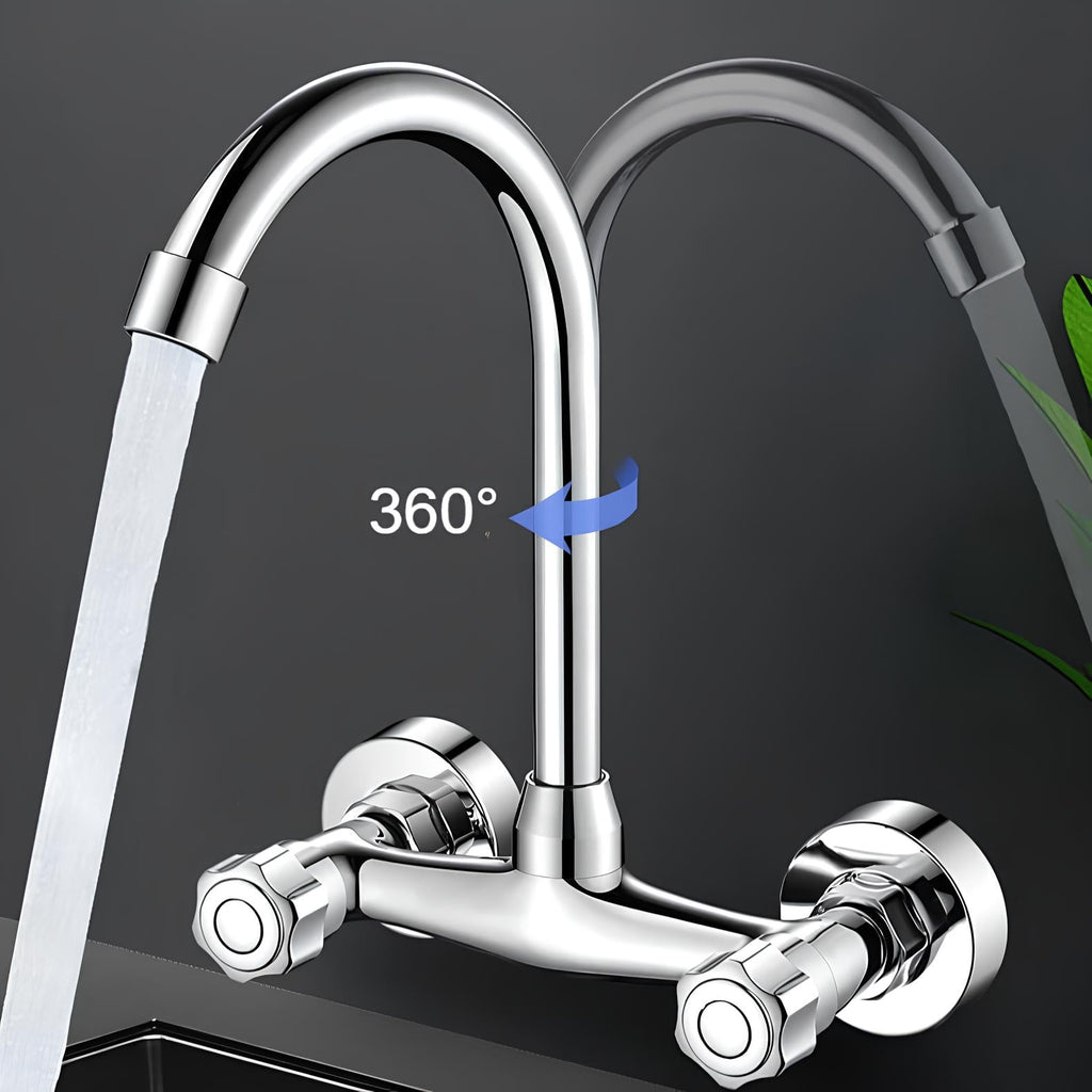 Robinet mural cuisine acier inoxydable bec rotatif