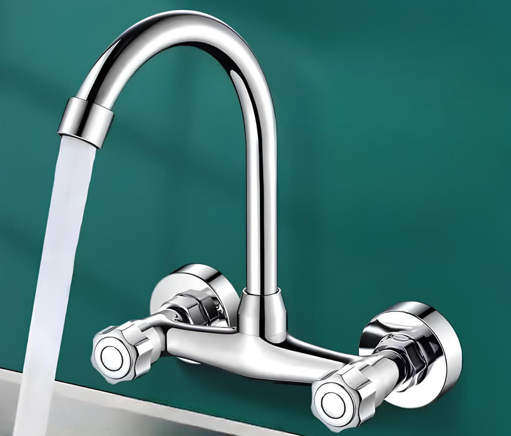 Robinet mural cuisine acier inoxydable bec rotatif