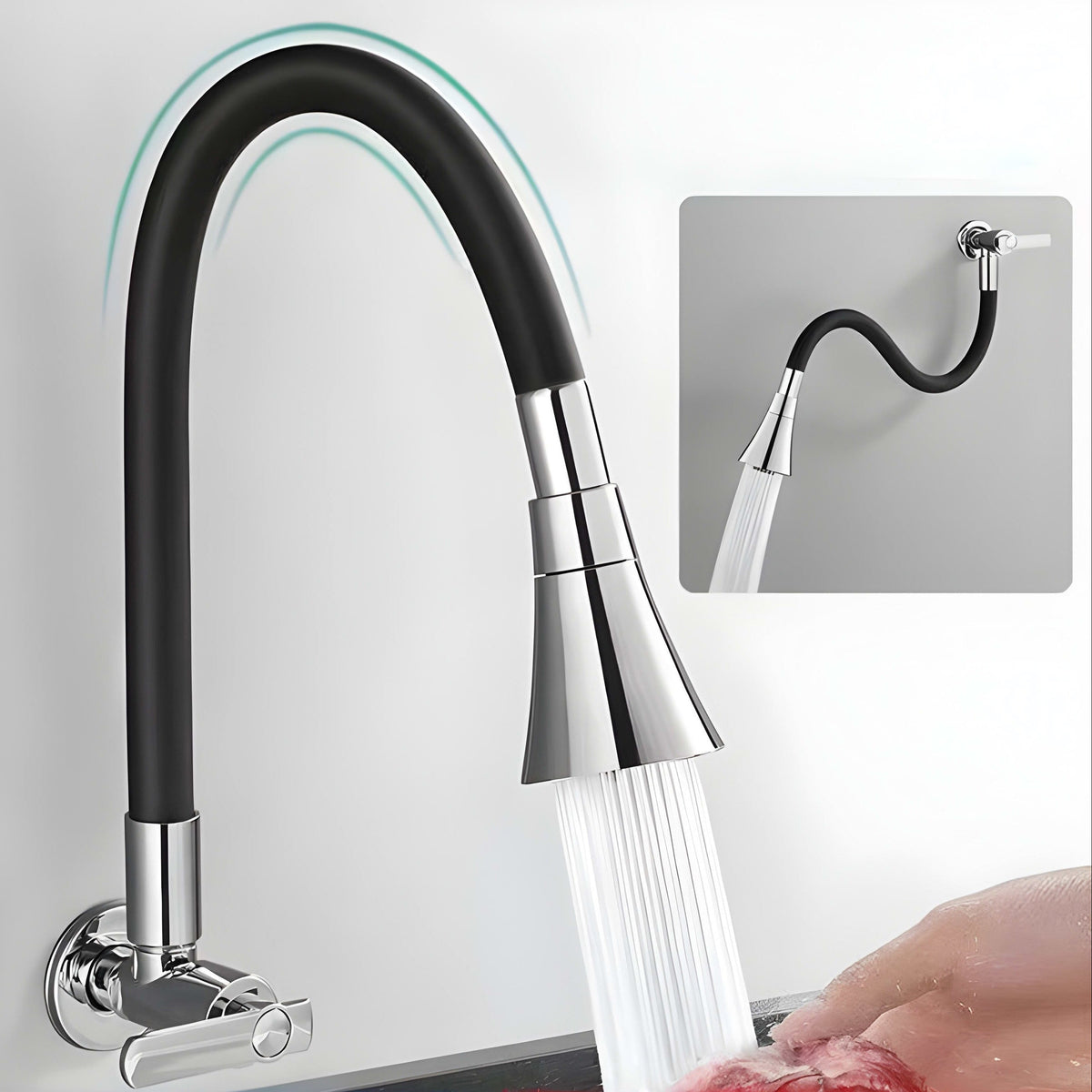 Robinet mural cuisine eau froide - Bec flexible 360°