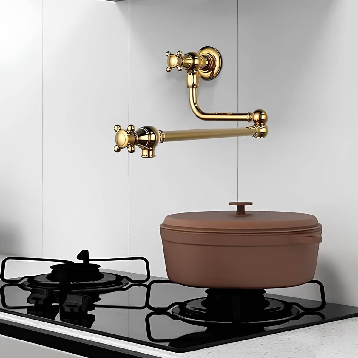 Robinet mural cuisine laiton bec pliable eau froide