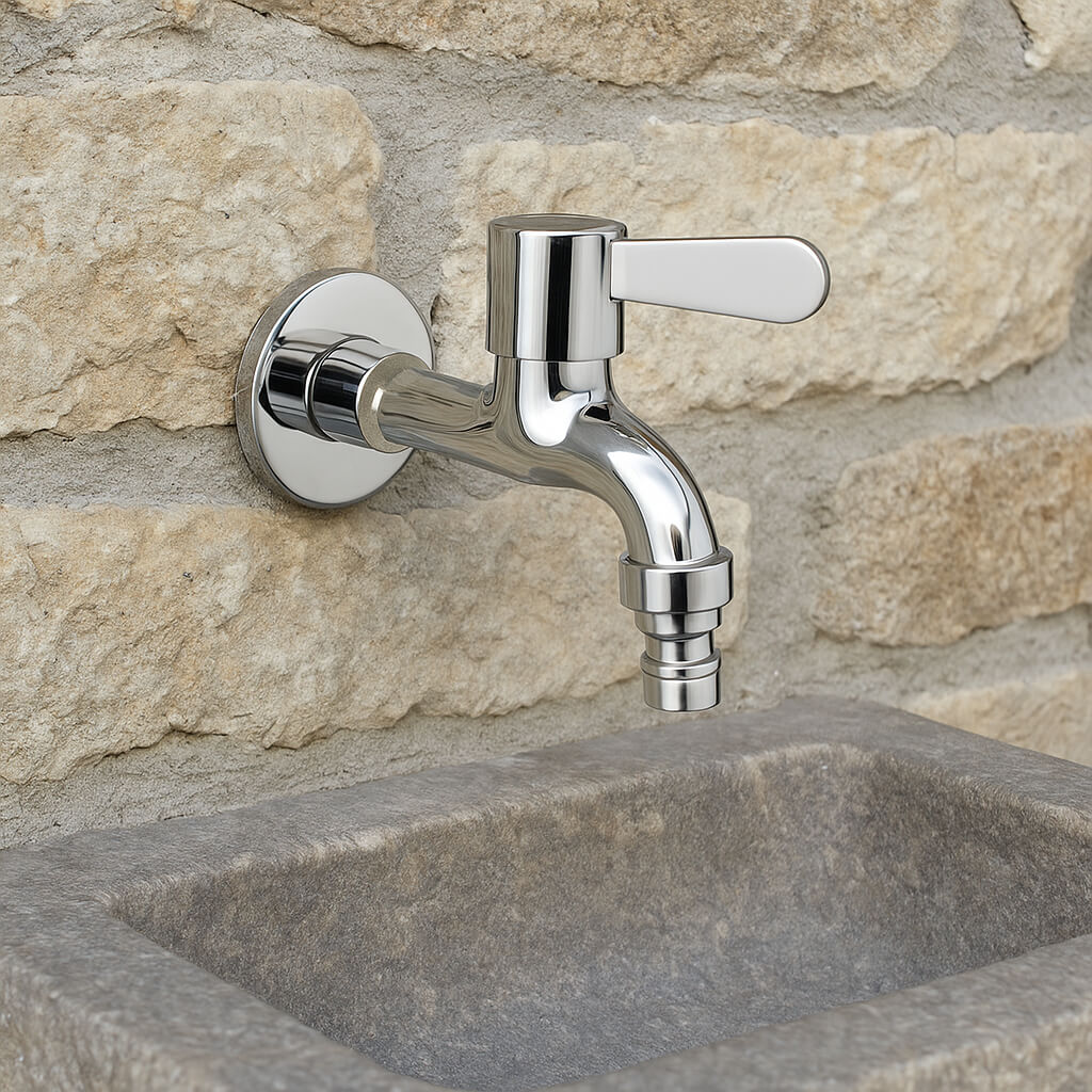 Robinet mural inox eau froide machine à laver