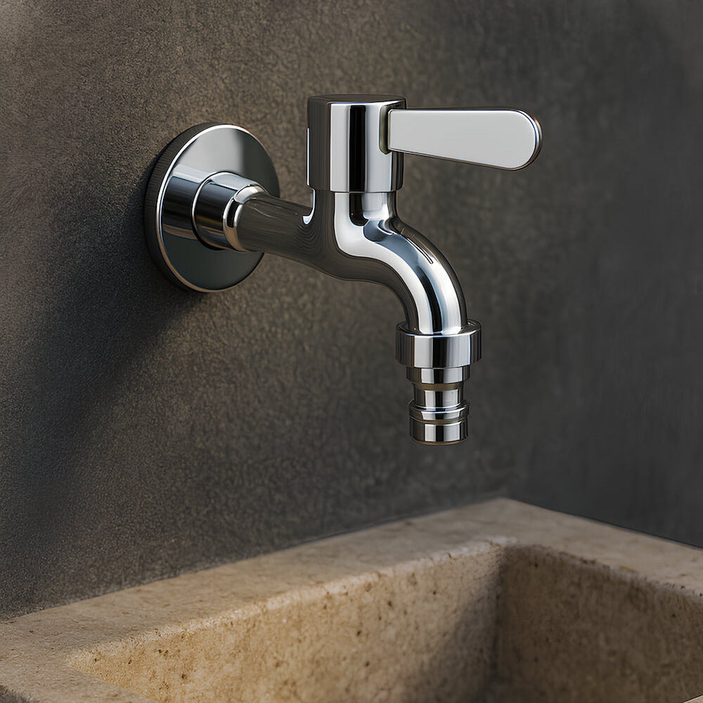 Robinet mural inox eau froide machine à laver
