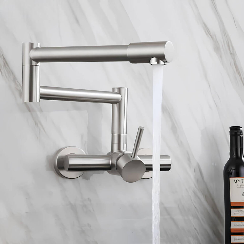 Robinet mural pivotant rabattable inox brossé
