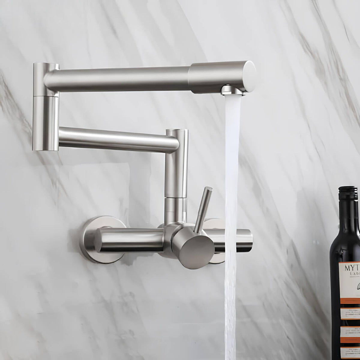 Robinet mural pivotant rabattable inox brossé