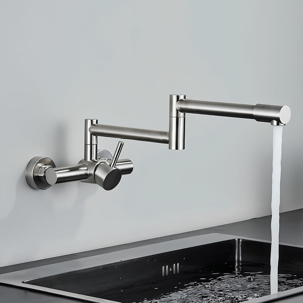 Robinet mural pivotant rabattable inox brossé