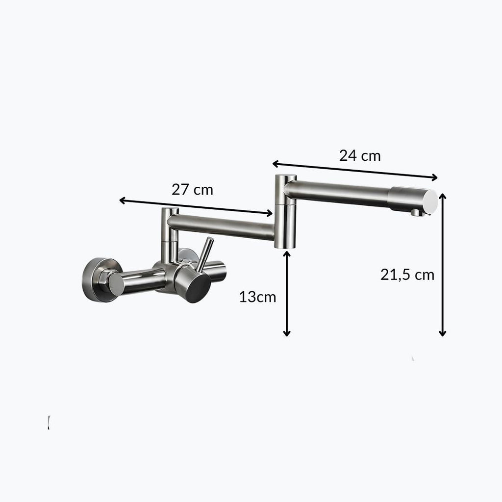 Robinet mural pivotant rabattable inox brossé