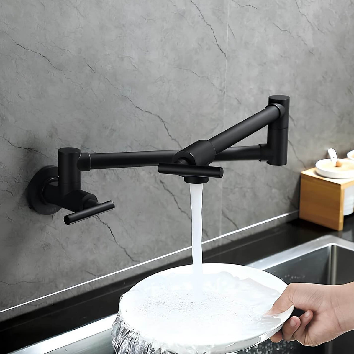 Robinet mural pliable eau froide bec rotatif cuisine