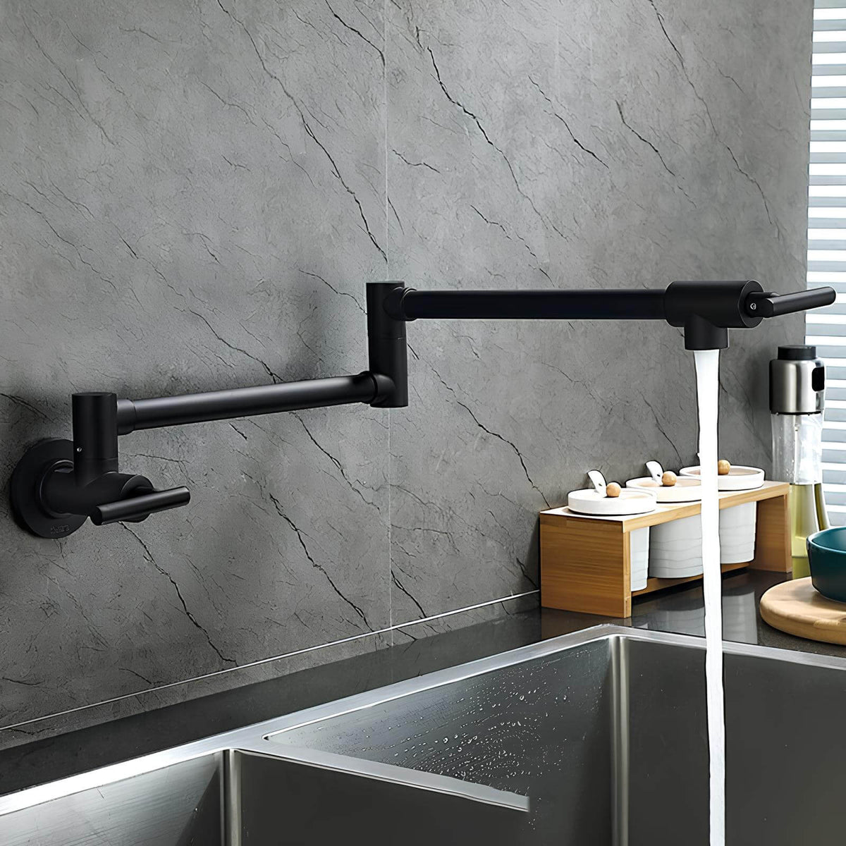 Robinet mural pliable eau froide bec rotatif cuisine