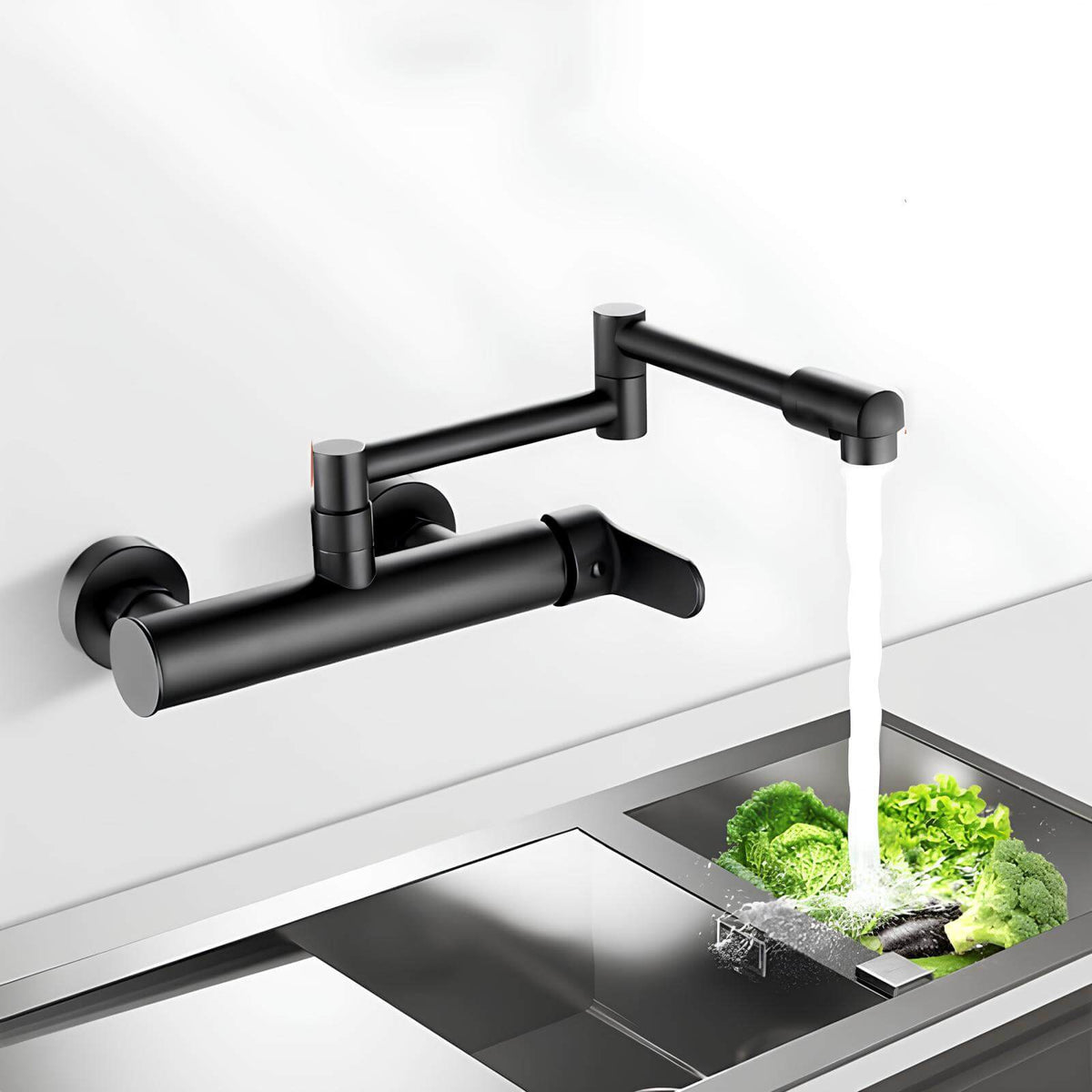 Robinet mural pliable laiton mitigeur cuisine bec 360°