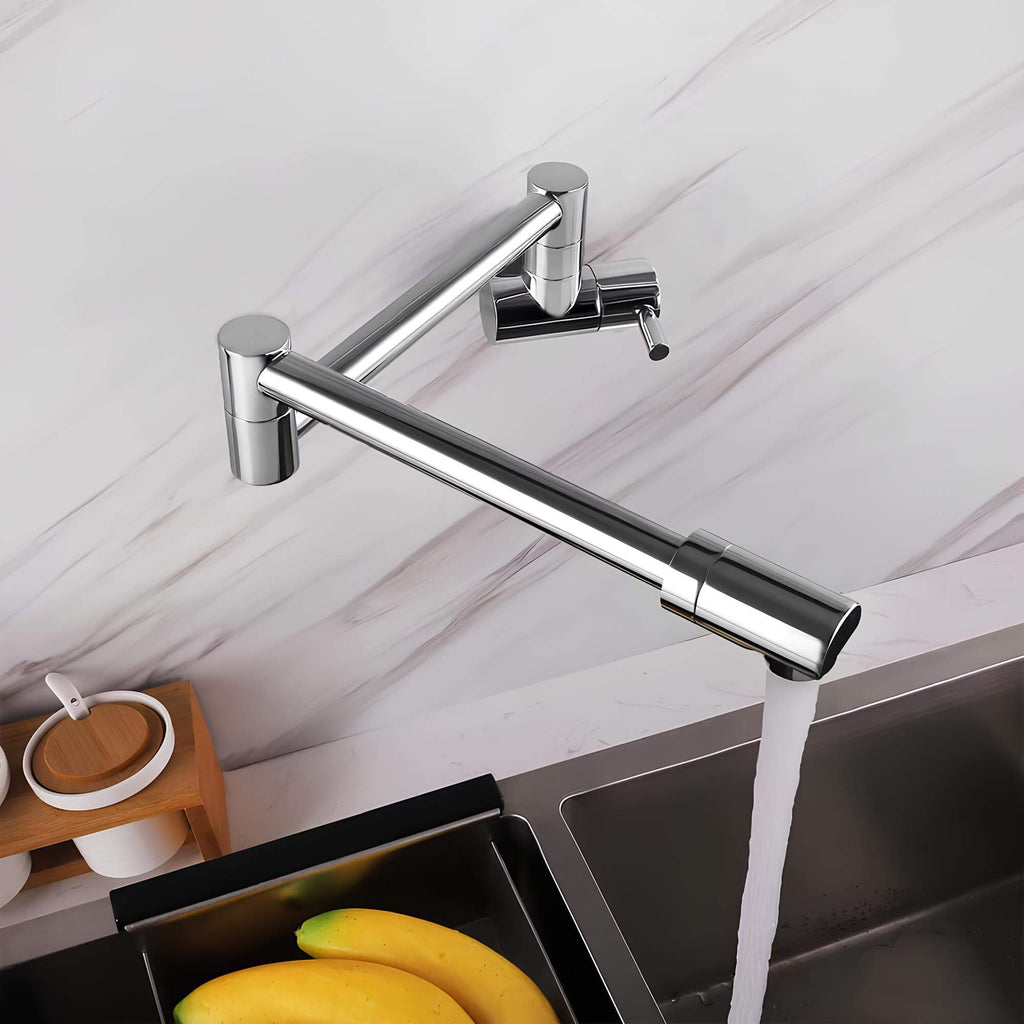 Robinet mural rabattable eau froide - bec rotatif
