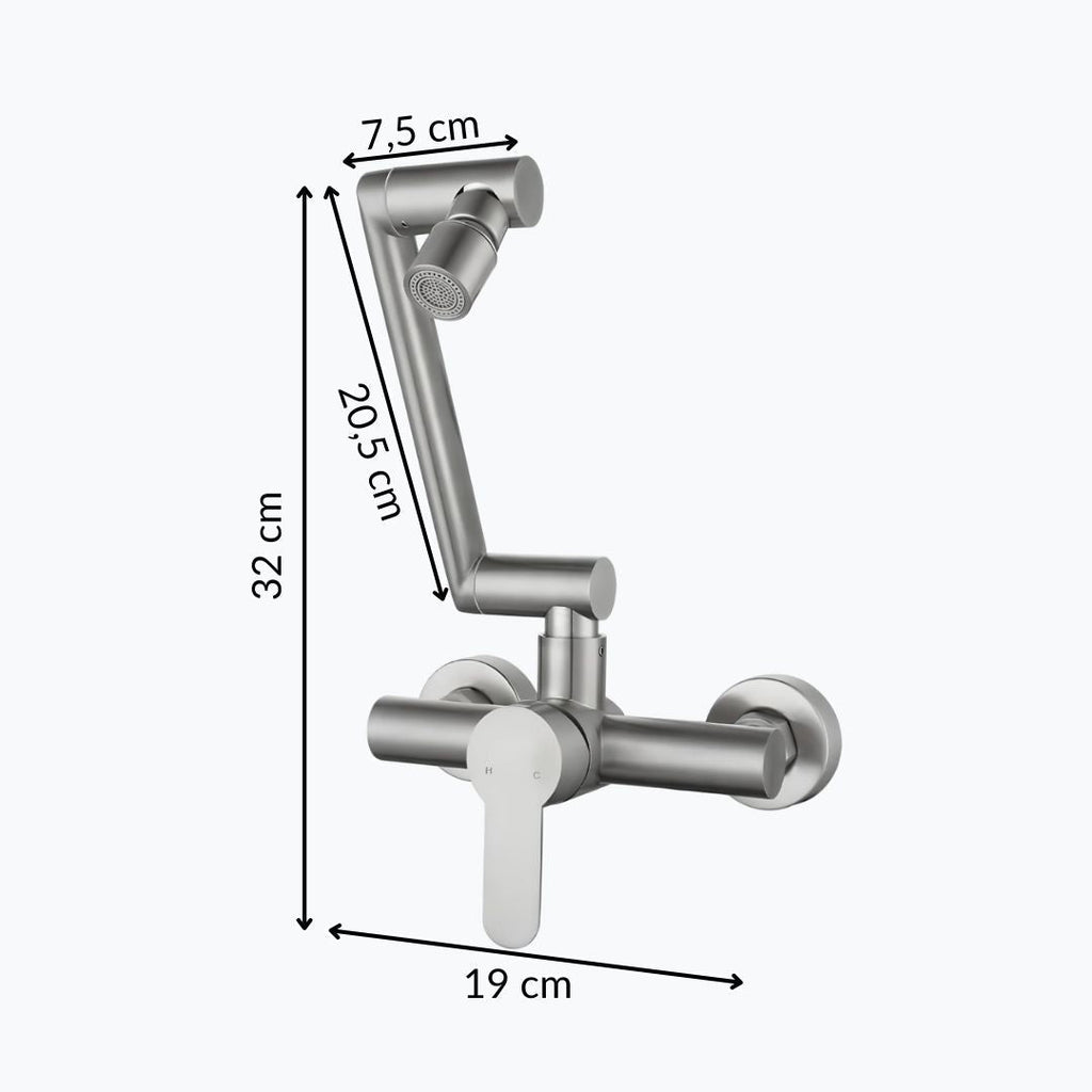 Robinet mural rabattable inox 360°