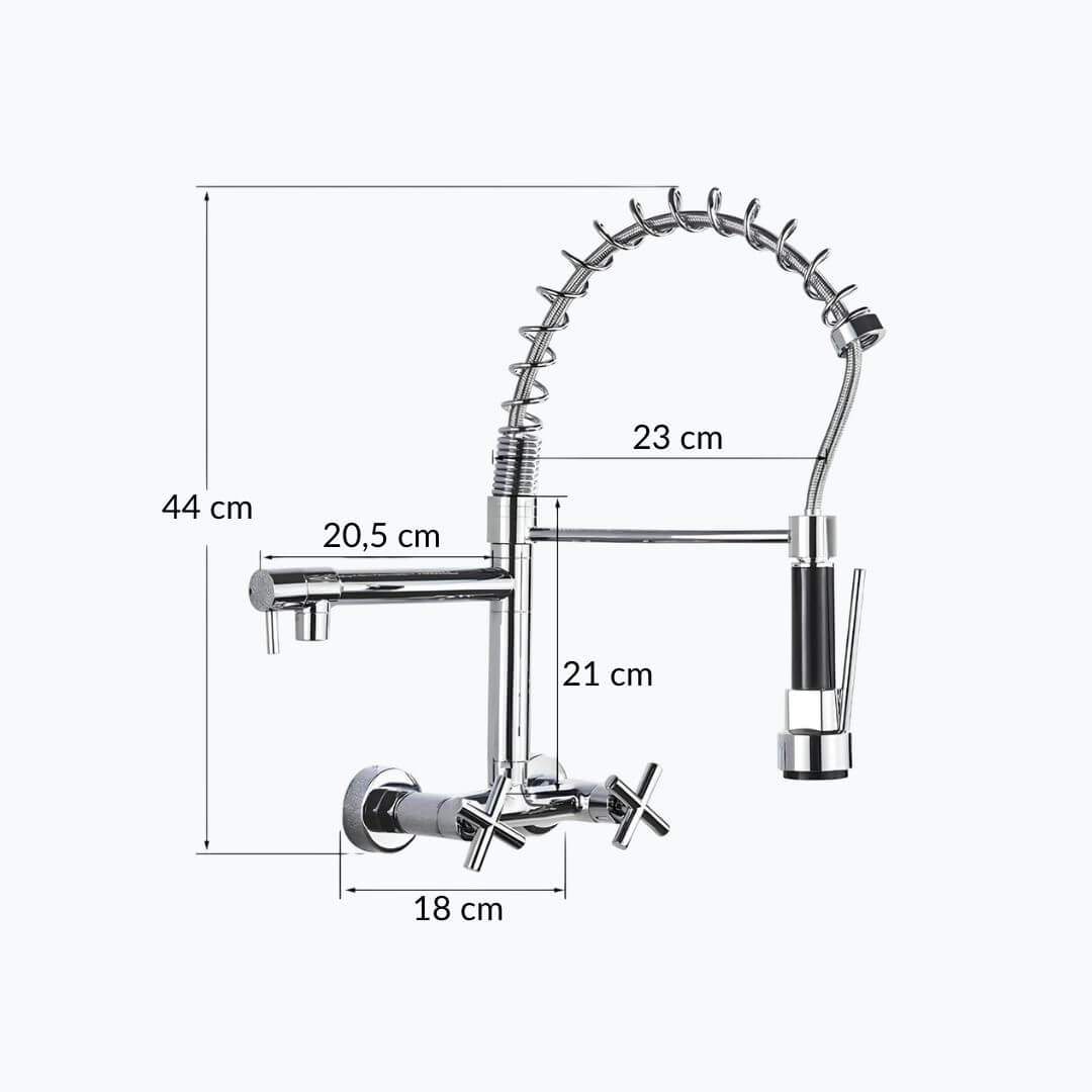Robinet mural douchette extractible style industriel