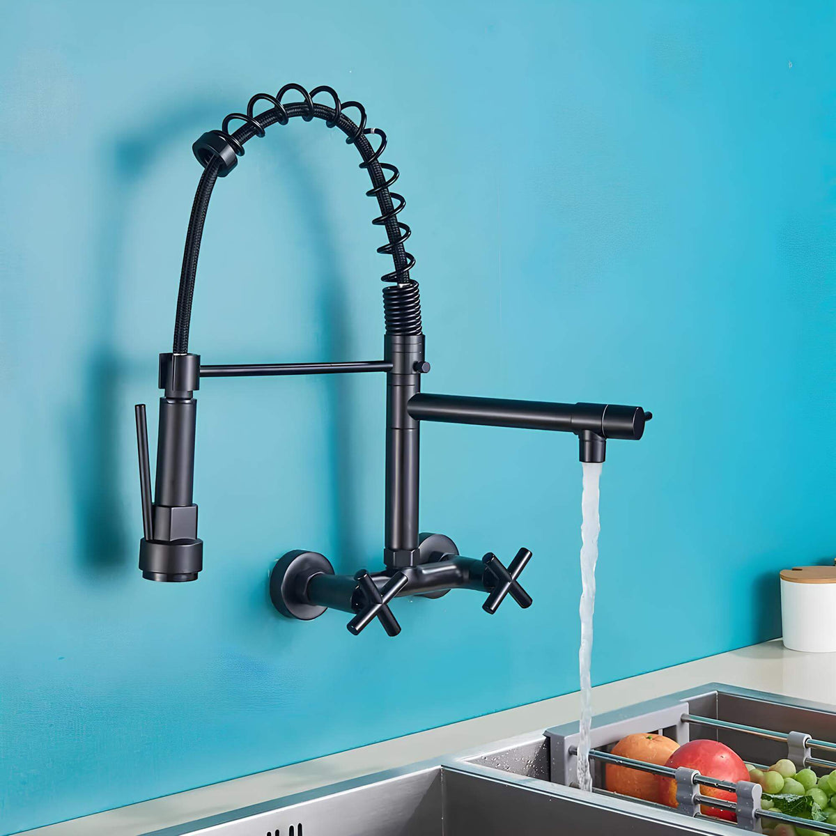 Robinet mural douchette extractible style industriel