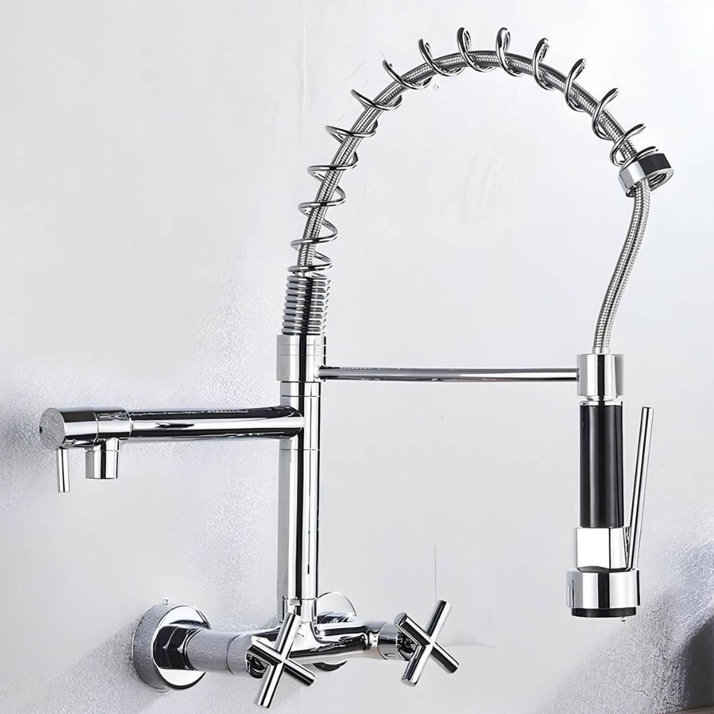 Robinet mural douchette extractible style industriel