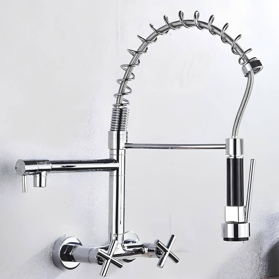 Robinet mural douchette extractible style industriel